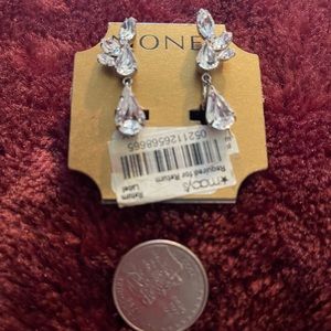 Vintage Monet Earring Teardrops With Cubic Zirconia And Silver tone .